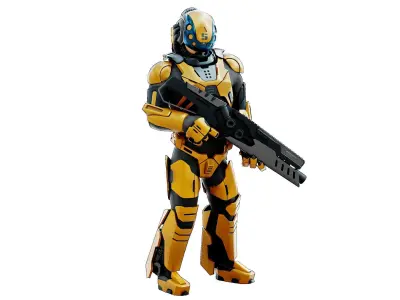 CYBORG SOLDIER RX-400 Rigged for Unreal Engine - Unity - MIXAMO 3D model