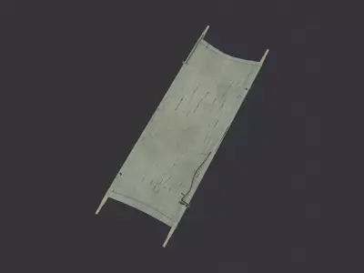 Military Stretcher Canvas Wooden Handles Low-poly 3D model