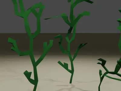 Cartoon-Style Low-Poly Ocean Algaes - Ready for Fun Projects Low-poly 3D model
