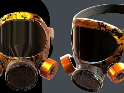 Gas mask helmet 3d model scifi Low-poly Low-poly 3D model