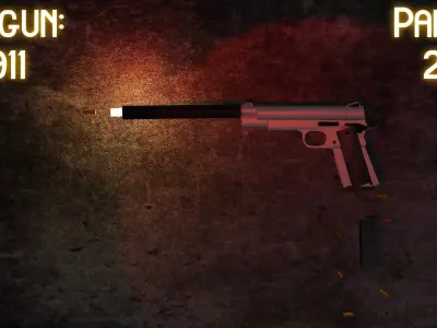 1911 gun - blender Free low-poly 3D model