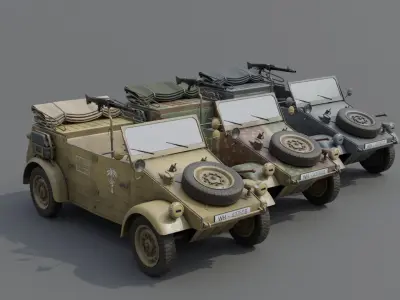 VW type 82 Kubelwagen Low-poly 3D model