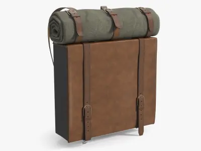 Military Backpack 19th Century with Blanket 3D model