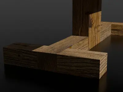 Rustic wooden table low poly Free low-poly 3D model