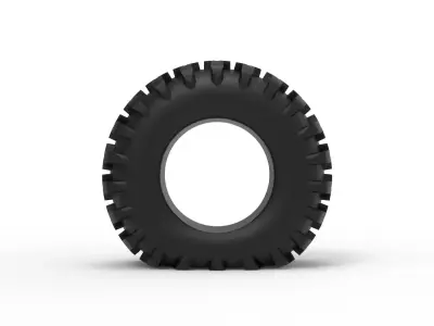 Offroad tire 4 deflated Scale 1 to 25 3D print model
