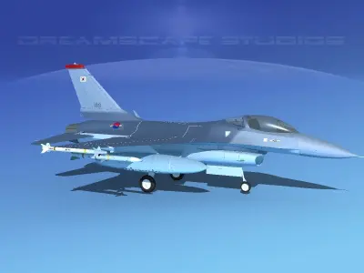 Gen Dyn F-16A Falcon S Korea 3D model