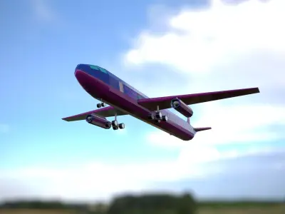 airplane flying in sky Low-poly 3D model