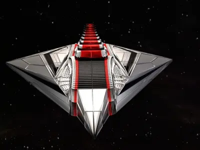 Spaceship starship in space 3D model