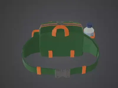 Low Poly Outdoor Fanny Pack with Water Bottle Low-poly 3D model