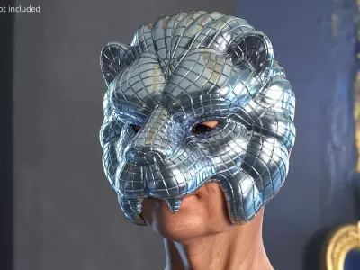 Ornamental Lion Mask Silver 3D model