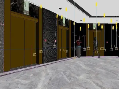 Modern Hotel Elevator Hall Low-poly 3D model