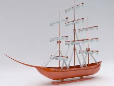 ruvalship wooden sailing ship 3D model