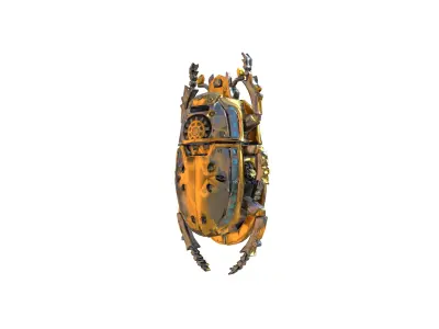 Runic Mechanical Scarab Low-poly 3D model