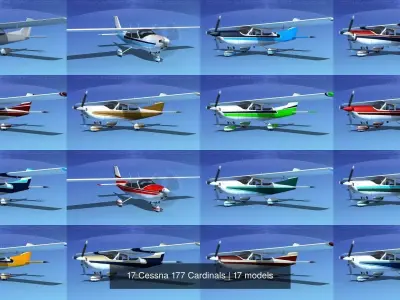 17 Cessna 177 Cardinals 3D Model Collection