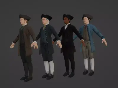 1700s Upper Middle Class Man Low-poly 3D model