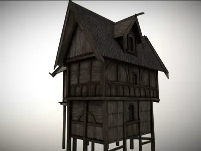 Medieval lake village - House 20 Low-poly 3D model