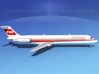 Douglas DC-9-50 TWA 3D model