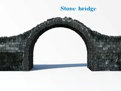 Stone bridge Low-poly 3D model