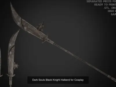 Dark Souls Black Knight Full Armor Halberd Shield for Cosplay 3D Model Collection