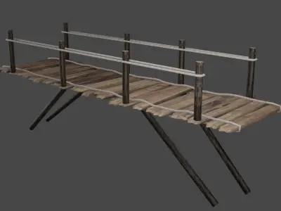 old wooden bridge Free low-poly 3D model