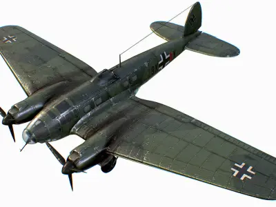 German medium bomber Heinkel He 111 series Low-poly 3D model