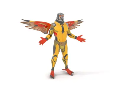 Falcon Warrior Rigged and Animated D Character Model Low-poly 3D model