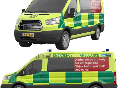 Emergency Ambulance   Great Britain Game-Ready 3D Model Low-poly 3D model