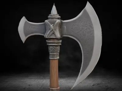 Viking - Medieval OneHand Battle Axe High-poly 3D Model 3D model