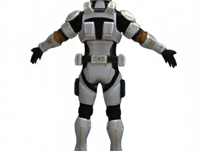 Futuristic Sci-Fi Armored Character Low-poly 3D model