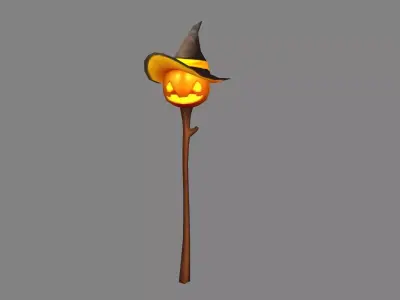 Cartoon pumpkin magic wand Low-poly 3D model