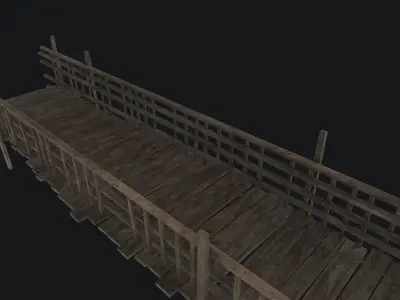 Old Wooden Bridge Low-poly 3D model