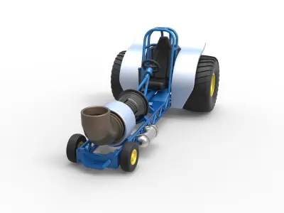 Mini Rod pulling tractor with jet engine 2 Scale 1 to 25 3D print model