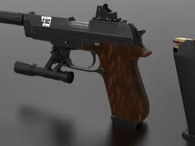 Pistol 93R  Fps - Tps Low-poly 3D model