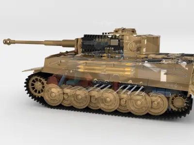 Fully built Panzer Tiger Tank Late 1944 v1 w interior and engine 3D model