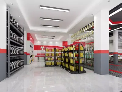 Auto repair shop Low-poly 3D model