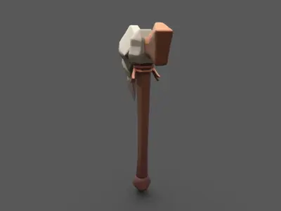 Primitive Stone War Axe- Game Ready Low Poly 3D Model Low-poly 3D model