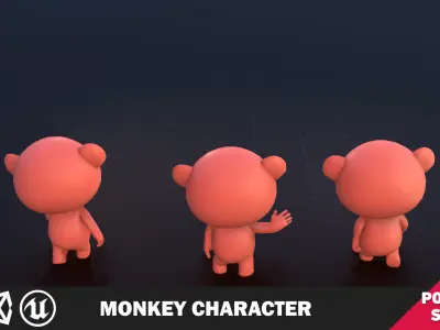 Funny Monkey Character Lowpoly Low-poly 3D model