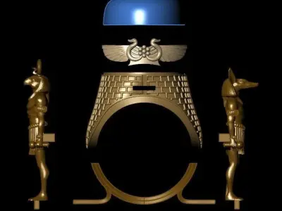 Anubis and Horus Pharaonic ring 3D print model