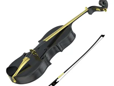 Black Luxury Viola and Bow 3D model