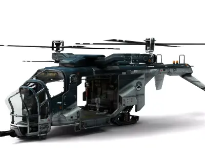 Stealth Helicopter Fully Rigged Tactical Attack Recon Aircraft 3D model