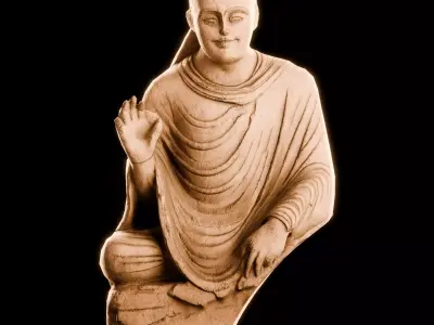 Ancient Stone Sitting Buddha Weathered Lower Part TORZO03 Low-poly 3D model