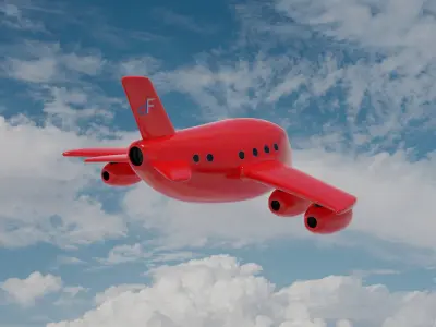 Cartoon Plane Low-poly 3D model