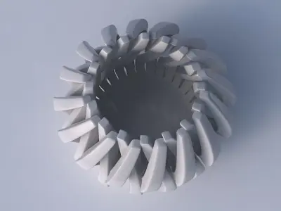 Bowl cylindrical with twisted sharp muscle structures squeezed 2 3D model