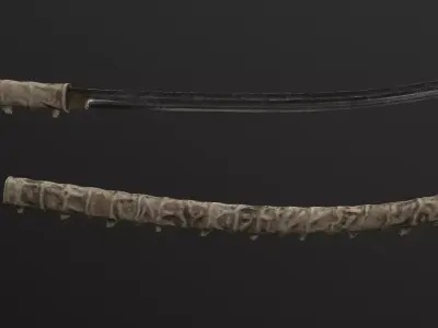 Bone Katana Low-poly 3D model