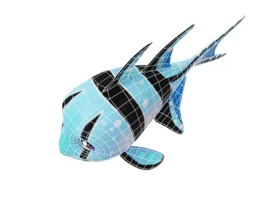Banggai Cardinal Fish Cartoon Animated  Low-poly 3D model