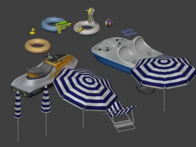 Summer Pack - Umbrella Chair Jet-ski Pedal Boat Water gun Ball 3D model