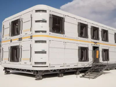 SCIFI modules kitbash Military Base Building Kit Cyberpunk Low-poly 3D model