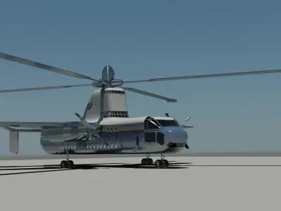 Rotodyne 3D model helicopter Low-poly 3D model
