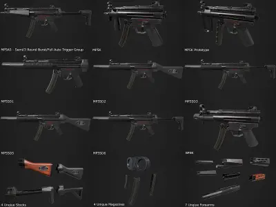 Ultimate MP5 Pack Low-poly 3D model