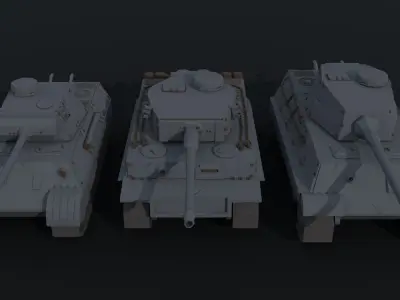 Cartoon Dieselpunk tanks Polygonal Style Low-poly 3D model